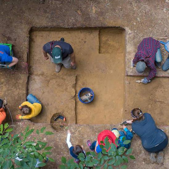 Ohio University students and faculty dig in an archeological site